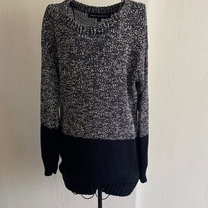 French Connection Black and Gray Knit Sweater